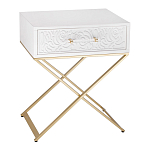 Приставной столик с выдвижным ящиком  White Table Carved Pattern варинант исполнения - 1 | Loft Concept в Брянске