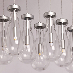 Люстра с 9-ю прозрачными плафонами из стекла в форме капли на прямоугольном потолочном основании цвета хром Lucid Rain  варинант исполнения - 4 | Loft Concept в Брянске