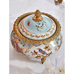 Шкатулка с крышкой из голубого фарфора с риунком птиц и цветов Blue Garden варинант исполнения - 2 | Loft Concept в Брянске