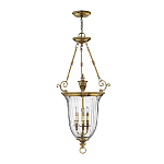 Подвесной светильник латунный с рифленым прозрачным плафоном и тремя свечеподобными лампами в классическом стиле Hinkley варинант исполнения - 2 | Loft Concept в Брянске