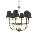 Люстра на металлическом основании бронзового цвета с 6-ю черными конусовидными абажурами Dignity варинант исполнения - 2 | Loft Concept в Брянске