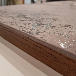 Стол обеденный с коричневой квадратной столешницей из керамики на четырех деревянных ножках Brown Ceramics варинант исполнения - 2 | Loft Concept в Брянске