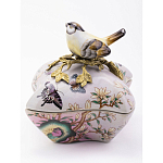 Шкатулка фиолетового цвета с рисунком бабочек и крышкой с фигуркой птицы на ветке Eden Garden варинант исполнения - 2 | Loft Concept в Брянске