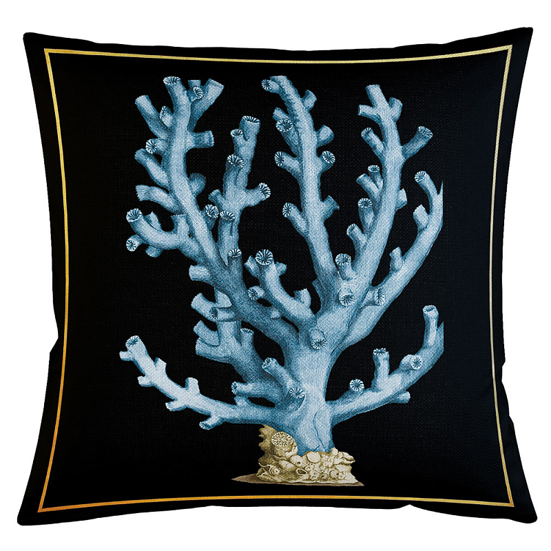 Декоративная подушка Blue Coral Бежевый Черный Морская синь Декоративная подушка Blue Coral Бежевый Черный Морская синь в Брянске | Loft Concept