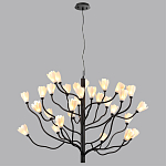 Люстра подвесная черного цвета с ветвями и белыми фарфоровыми цветами Floralis варинант исполнения - 12 | Loft Concept в Брянске