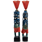 Комплект из 2-х деревянных статуэток Asmat Straw Headdress Statuettes Multicolor варинант исполнения - 2 | Loft Concept в Брянске
