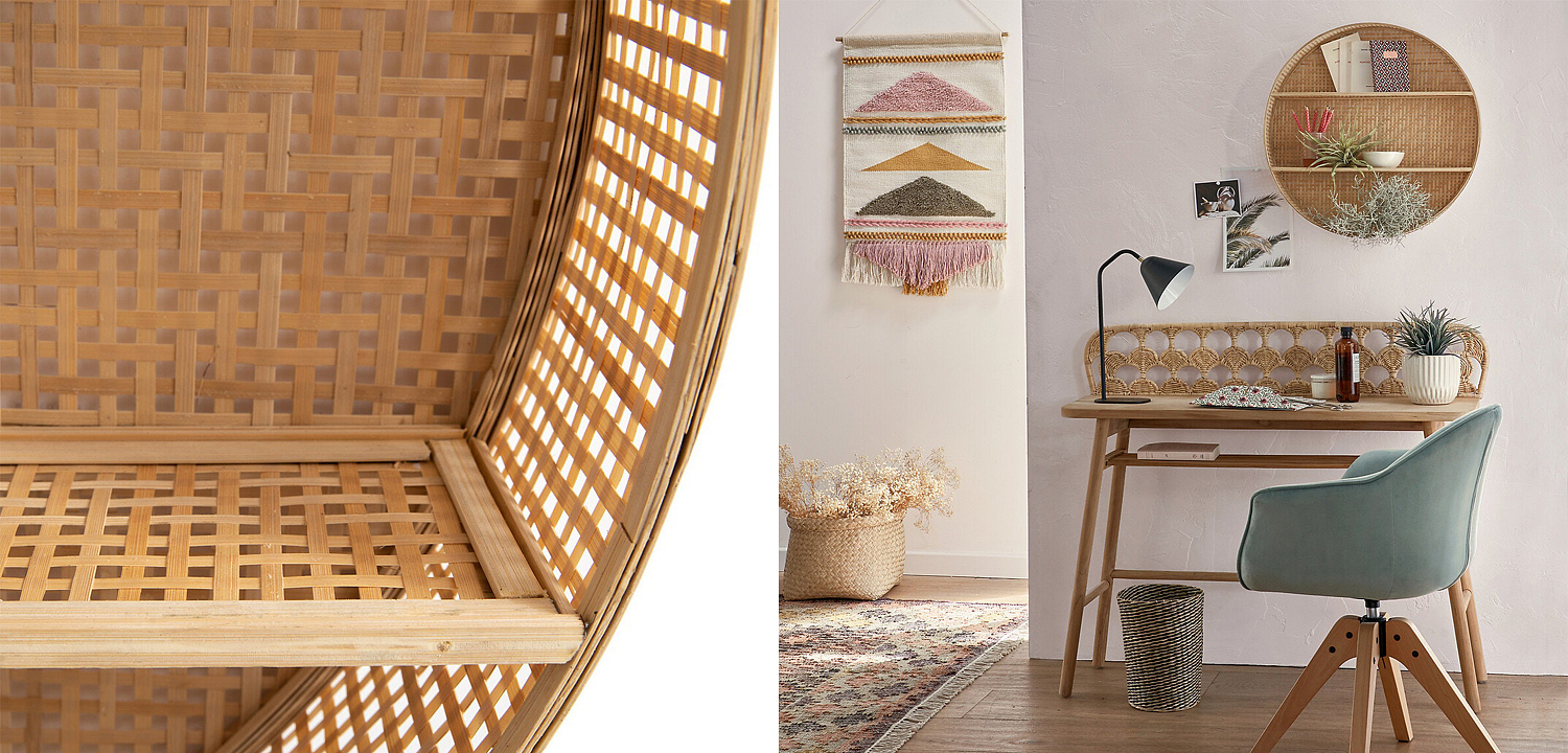 Полка Wicker Bamboo Shelf cells Полка Wicker Bamboo Shelf cells - Loft-Concept в Брянске