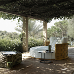 Дизайнерский уличный диван из массива дерева с плетеной спинкой PALINFRASCA Sofa варинант исполнения - 10 | Loft Concept в Брянске