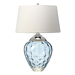 Настольная лампа со белым конусным абажуром и прозрачным голубым стеклянным основанием Quintiesse варинант исполнения - 1 | Loft Concept в Брянске