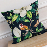 Декоративная подушка чёрная с изображением птиц и цветов Blooming Birds 2 варинант исполнения - 2 | Loft Concept в Брянске