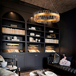 Люстра кольцевая чёрного цвета с вертикальными стеклянными элементами Ring Horizontal варинант исполнения - 2 | Loft Concept в Брянске