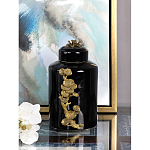 Банка с крышкой из фарфора с бронзовым цветочным элементом Eden Garden варинант исполнения - 4 | Loft Concept в Брянске