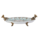 Блюдо овальное из голубого фарфора с ручками в виде бабочек и цветочным рисунком Blue Garden варинант исполнения - 1 | Loft Concept в Брянске