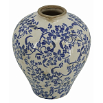 Ваза округлой формы с синим цветочным узором Blue & White Ornament  варинант исполнения - 1 | Loft Concept в Брянске