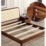 Кровать двуспальная с каркасом из дерева и мягким изголовьем Moon Walnut Bed варинант исполнения - 5 | Loft Concept в Брянске