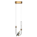 Подвесной светильник с декоративной фигуркой птицы на прозрачной изогнутой трубке Ganthea варинант исполнения - 2 | Loft Concept в Брянске