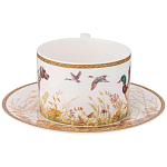 Чайная пара из фарфора с изображением собаки и уток 300 мл Hunting Porcelain Collection варинант исполнения - 2 | Loft Concept в Брянске