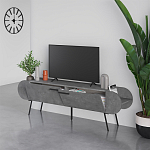 ТВ-тумба серая с 2-мя откидными дверцами и 2-мя открытыми полками CAPSULE TV STAND RETRO GREY варинант исполнения - 2 | Loft Concept в Брянске