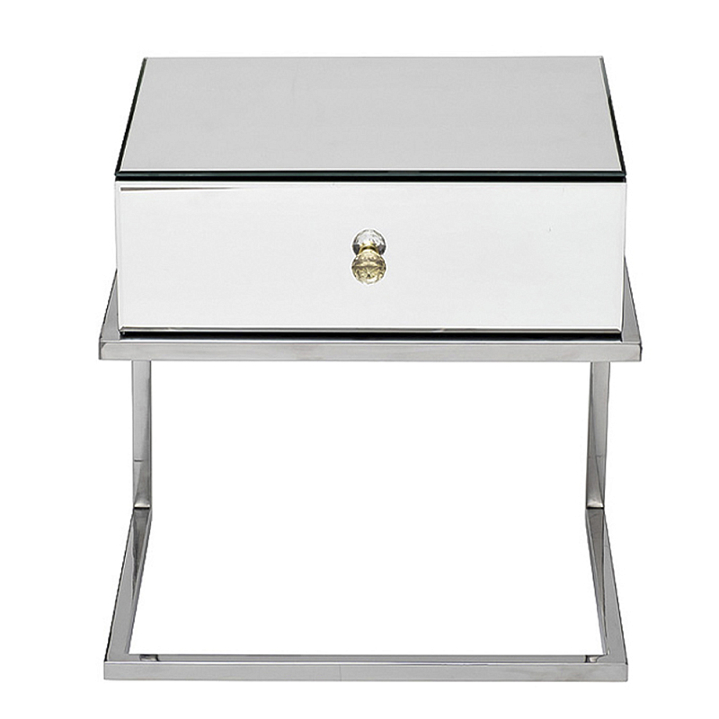 Тумбочка зеркальная с ящиком Mirror Chrome Cabinet Зеркало Хром Тумбочка зеркальная с ящиком Mirror Chrome Cabinet Зеркало Хром в Брянске | Loft Concept
