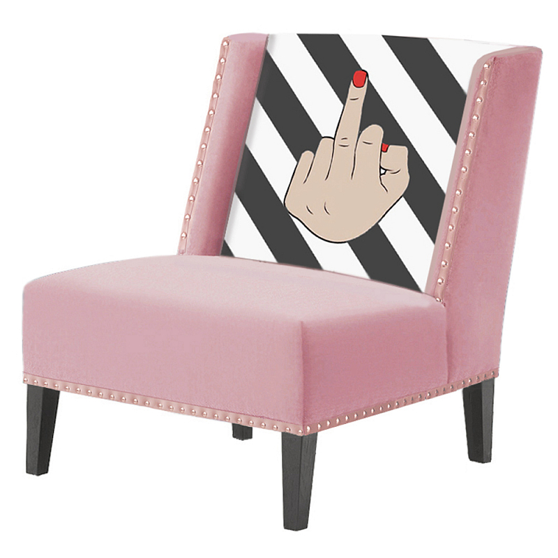 FUN Armchair "fuck off" pink Дизайнерское кресло с цветным принтом Розовый пастельный FUN Armchair "fuck off" pink Дизайнерское кресло с цветным принтом Розовый пастельный в Брянске | Loft Concept