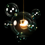 Подвесной светильник с прозрачными бирюзовыми стеклянными шарами и золотыми деталями Диаметр 46 Giopato & Coombes варинант исполнения - 4 | Loft Concept в Брянске