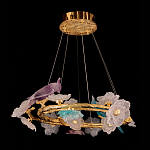 Люстра круглая на золотом каркасе с птичками и цветочным декором Miscellaneous herbs варинант исполнения - 5 | Loft Concept в Брянске