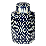 Ваза с крышкой и графическим узором в сине-белых цветах Blue & White Ornament  варинант исполнения - 2 | Loft Concept в Брянске