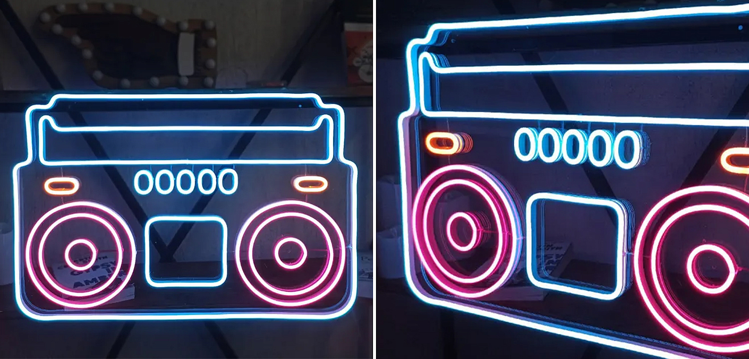 Неоновая настенная лампа Tape Recorder Neon Wall Lamp Неоновая настенная лампа Tape Recorder Neon Wall Lamp - Loft-Concept в Брянске