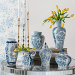 Ваза с крышкой и голубым цветочным рисунком на белом фоне Blue & White Ornament варинант исполнения - 7 | Loft Concept в Брянске