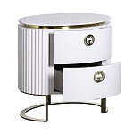 Тумбочка белая овальная с мраморной столешницей Thoroughbass варинант исполнения - 2 | Loft Concept в Брянске