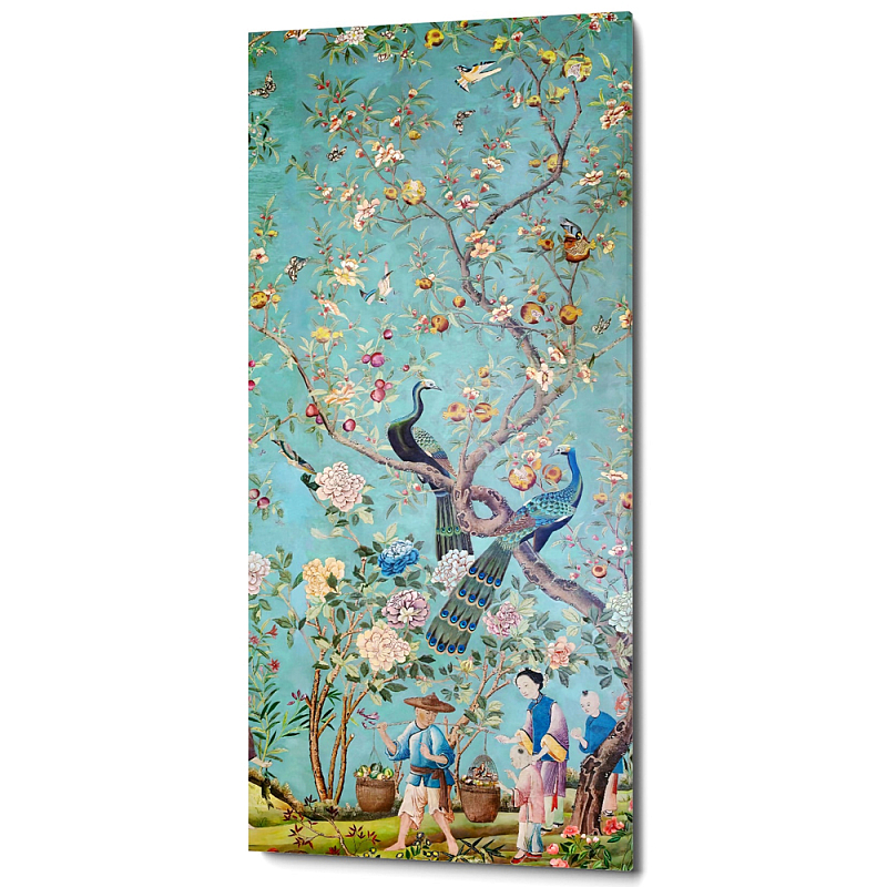 Постер на холсте в стиле шинуазри с изображением сада Chinoiserie Imperial Garden Peacocks on a Tree Бирюзовый Мульти Постер на холсте в стиле шинуазри с изображением сада Chinoiserie Imperial Garden Peacocks on a Tree Бирюзовый Мульти в Брянске | Loft Concept