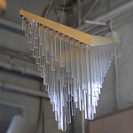 Люстра золотого цвета в форме галочки с каскадом длинных прозрачных трубок Eurofase варинант исполнения - 14 | Loft Concept в Брянске