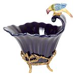 Чаша темно-синего цвета из фарфора с разноцветной птичкой Eden Garden porcelain and bronze варинант исполнения - 8 | Loft Concept в Брянске