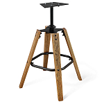 Барный стул со спинкой и металлической подставкой на 4-х деревянных ножках Коричневый Велюр Vendramin Chair варинант исполнения - 5 | Loft Concept в Брянске