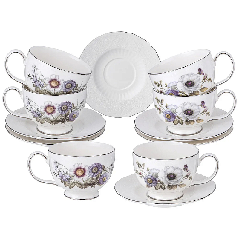 Чайный набор из фарфора с рисунком цветов 280 мл Garden Whisper Porcelain Set Белый Мульти Чайный набор из фарфора с рисунком цветов 280 мл Garden Whisper Porcelain Set Белый Мульти в Брянске | Loft Concept