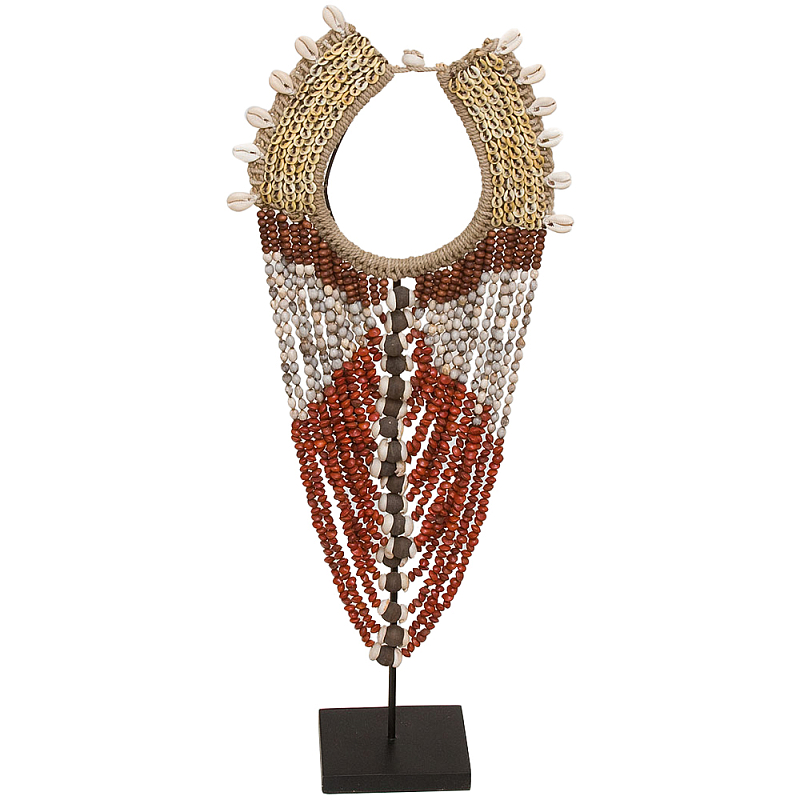 Этническое длинное ожерелье из бус и ракушек Aboriginal Long Necklace Red Beige Бежевый Красный Коричневый Этническое длинное ожерелье из бус и ракушек Aboriginal Long Necklace Red Beige Бежевый Красный Коричневый в Брянске | Loft Concept