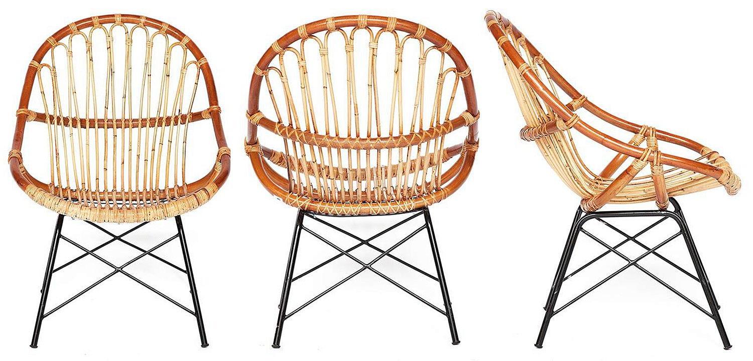 Кресло Rattan Wicker Chair Red Carcass Кресло Rattan Wicker Chair Red Carcass - Loft-Concept в Брянске