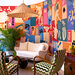 Обои ручная роспись в стиле Арт-деко Jazz Original colourway on painted silk with embroidery варинант исполнения - 1 | Loft Concept в Брянске