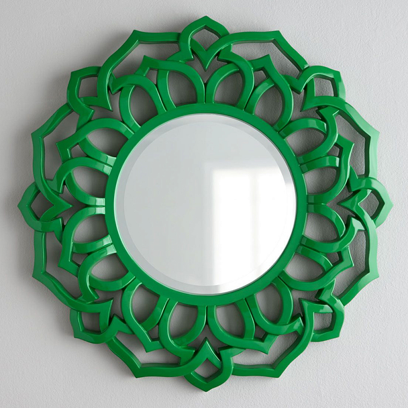 Зеркало круглое в ажурной зеленой раме Green Floral Pattern Зеленый Зеркало круглое в ажурной зеленой раме Green Floral Pattern Зеленый в Брянске | Loft Concept