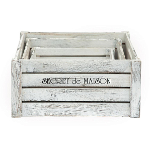 Набор из трёх ящиков Set of three antique white boxes 