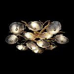 Потолочная люстра круглая ветвистыми бронзовыми элементами и стеклянными рифлеными дисками Textured Glass Chandelier варинант исполнения - 4 | Loft Concept в Брянске