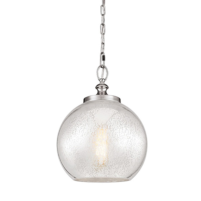 Подвесной светильник с прозрачным стеклянным плафоном в форме шара в современном стиле на цепи Feiss Сталь Прозрачное Стекло в Брянске | Loft Concept 