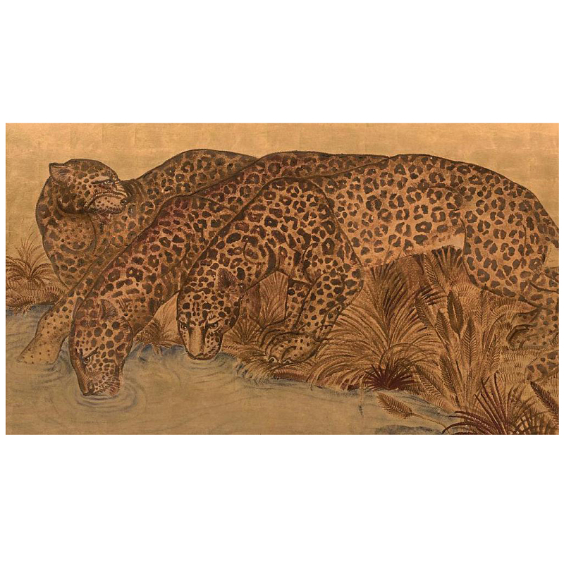 Картина с изображением Леопардов Leopards by stream Коричневый в Брянске | Loft Concept 