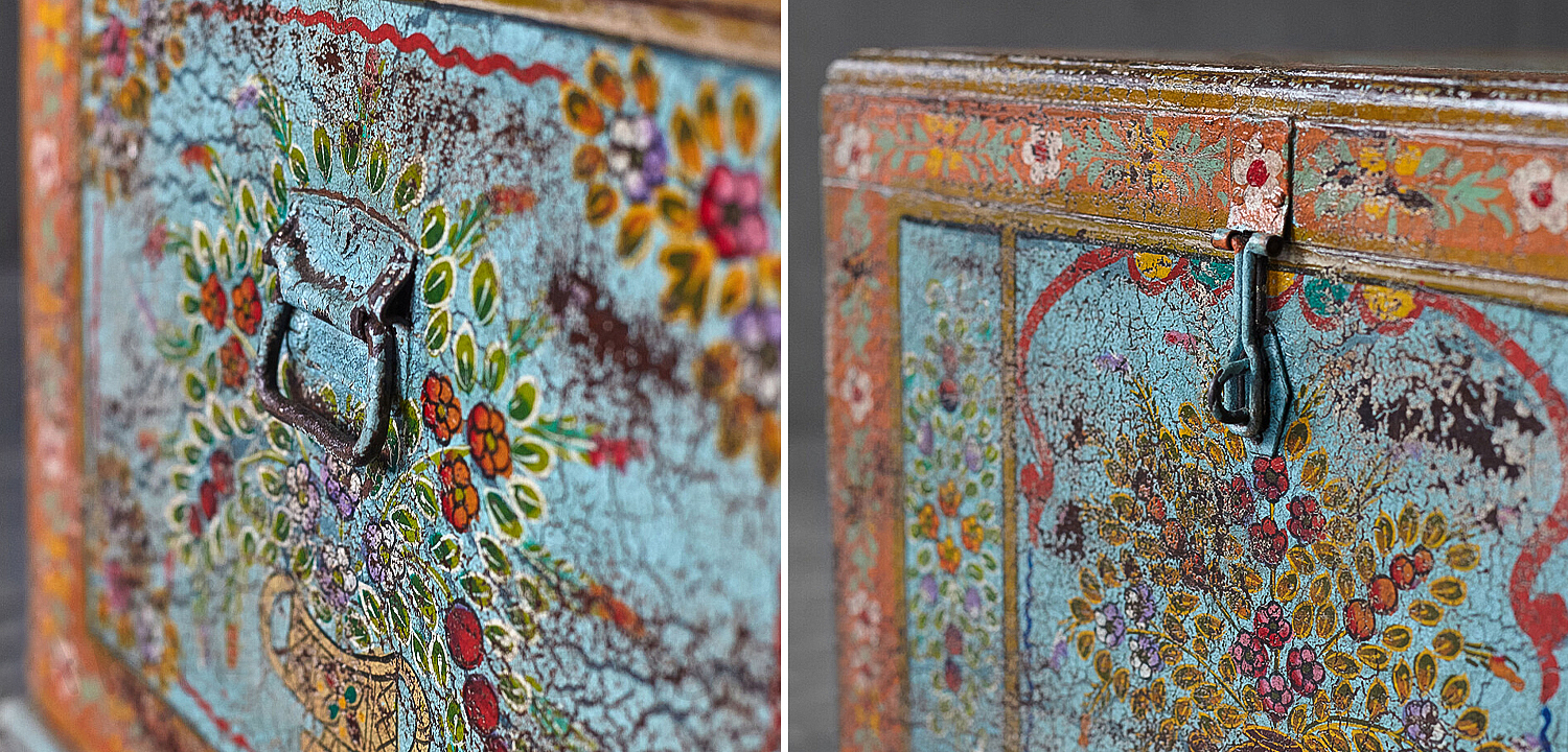 Сундук ручная роспись Harsh Antique Indian Painted Chest Сундук ручная роспись Harsh Antique Indian Painted Chest - Loft-Concept в Брянске