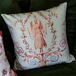 Декоративная подушка светло-зеленая с растительным орнаментом Raffael Angel Green Cushion варинант исполнения - 3 | Loft Concept в Брянске