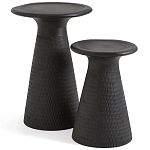 Круглый приставной столик из массива манго Piero Black Side Table варинант исполнения - 3 | Loft Concept в Брянске