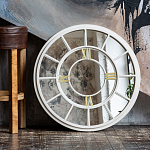 Зеркало настенное в белой металлической раме в виде часов Mirror Tower Clock варинант исполнения - 4 | Loft Concept в Брянске