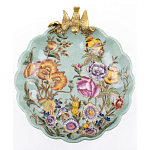 Блюдо из голубого фарфора с бронзовой птичкой Blue Garden варинант исполнения - 2 | Loft Concept в Брянске