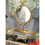 Зеркало с бронзовой подставкой в виде дерева и фарфоровыми птичками на голубом основании Eden Garden варинант исполнения - 4 | Loft Concept в Брянске