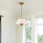 Подвесной светильник золотого цвета с полусферическим опаловым плафоном и декоративным элементом Elstead Lighting варинант исполнения - 7 | Loft Concept в Брянске